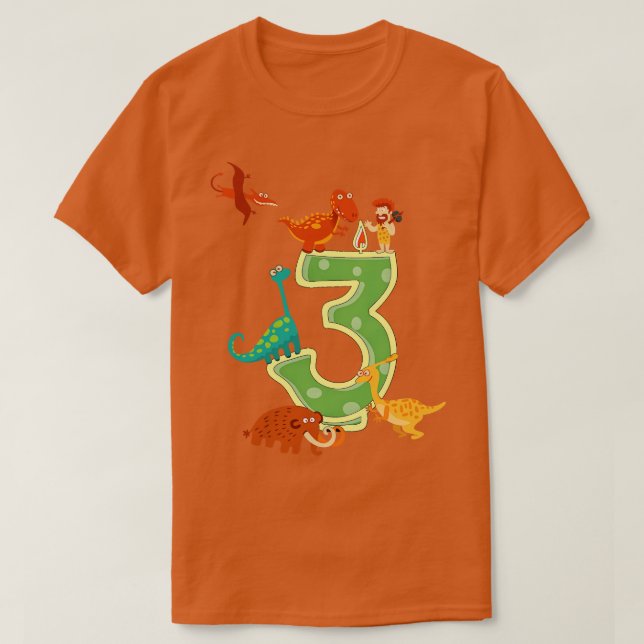 Dino 3rd Birthday Gift Dinosaur Kids Boys T-Shirt (Design Front)