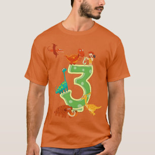 Dino 3rd Birthday Gift Dinosaur Kids Boys T-Shirt