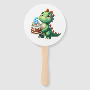 Dino 6th Birthday Hand Fan