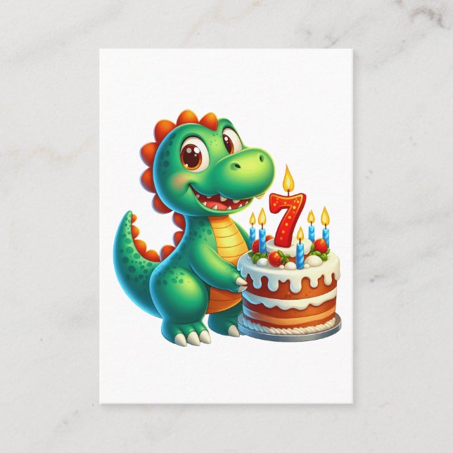 Dino 7th Birthday Calling Card (Front)