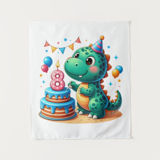 Dino 8th Birthday Tapestry (Front)