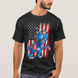 Dino Abraham Lincoln 4th Of July Boys American Fl T-Shirt