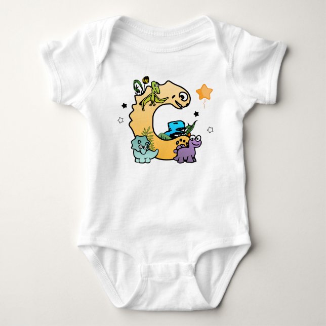 Dino Alphabet for Babies with Name Starting with C Baby Bodysuit (Front)