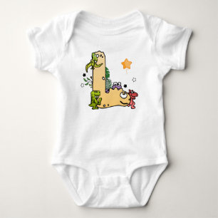 Dino Alphabet for Babies with Name Starting with L Baby Bodysuit
