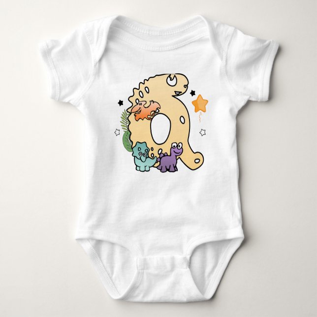 Dino Alphabet for Babies with Name Starting with Q Baby Bodysuit (Front)