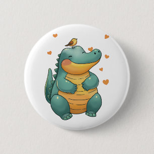 Dino and Little Bird Friends 6 Cm Round Badge