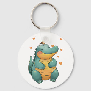 Dino and Little Bird Friends Key Ring