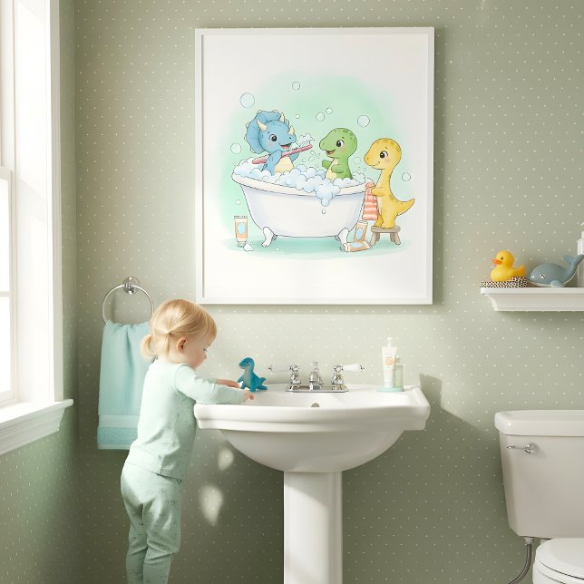 Dino Bath Squad Kids Bathroom Wall Art (Creator Uploaded)