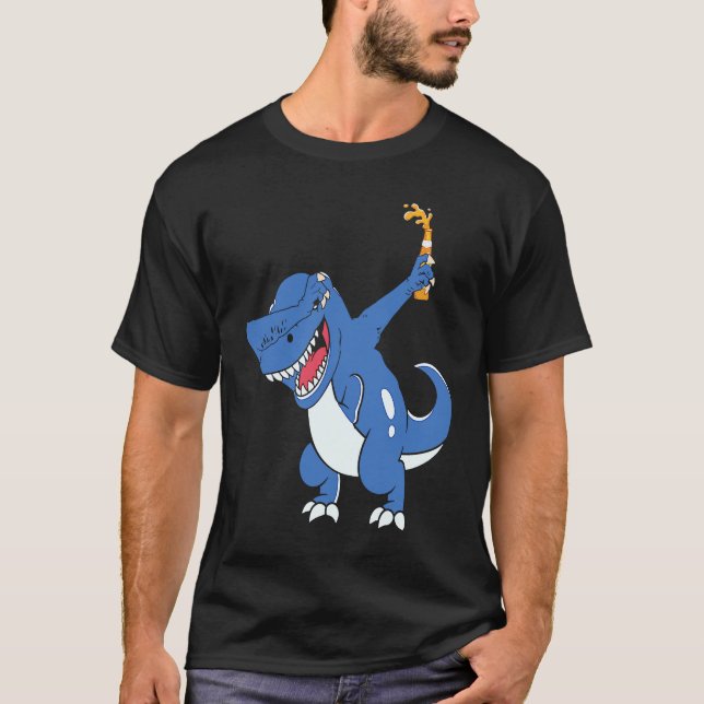 Dino Beer Graphic Apparel T-Shirt (Front)