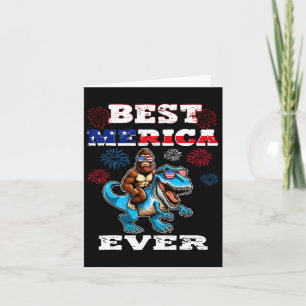 Dino Bigfoot 4th Of July 1776 Boys American Flag M Card