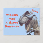 Dino birth day postcard<br><div class="desc">Birthday card with a cool T-Rex: raw!</div>