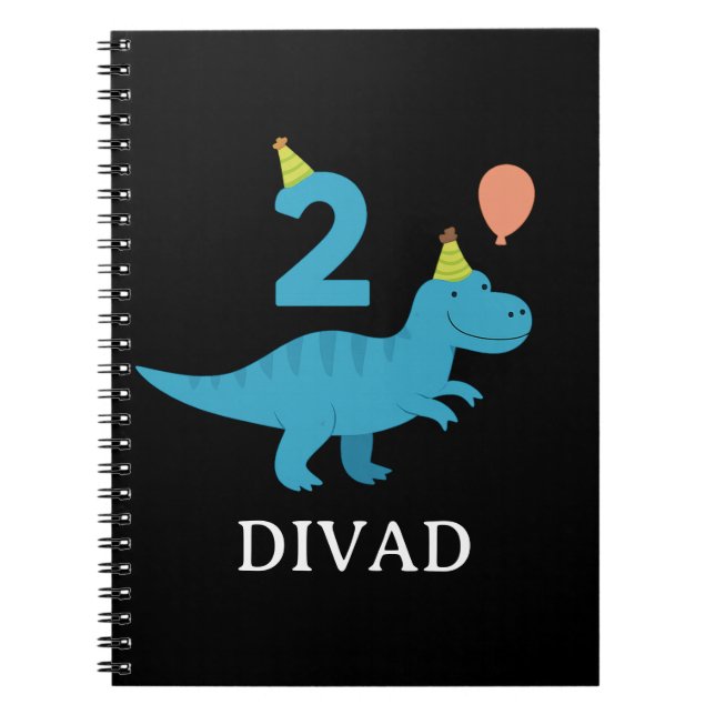 Dino Birthday Fun - Age 2 Celebration Design Notebook (Front)