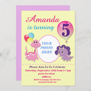 Dino birthday invitation