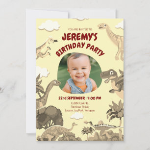 Dino Birthday Invite with Photo – Baby   Kid Party