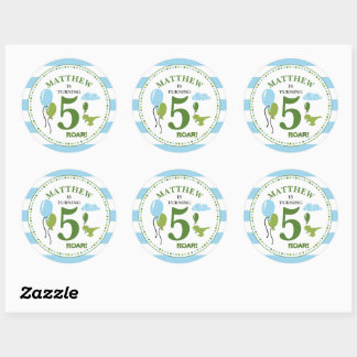 Dino Birthday Party Personalised Sticker