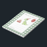 Dino birthday time capsule message notepad<br><div class="desc">Watercolor kids birthday party. Watercolor Dino in birthday hat,  cake with candles,  red balloon. Green cage background.</div>