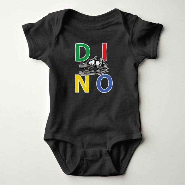 DINO - Black Baby Jersey Bodysuit (Front)