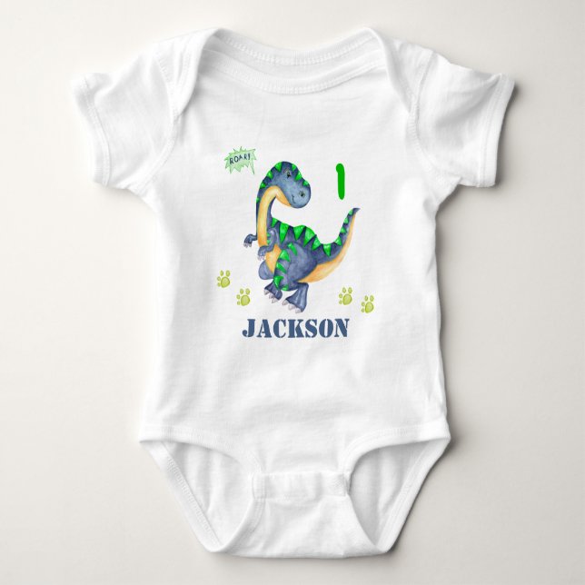 Dino bodysuit Boy Dinosaur bodysuit Dino tshirt (Front)