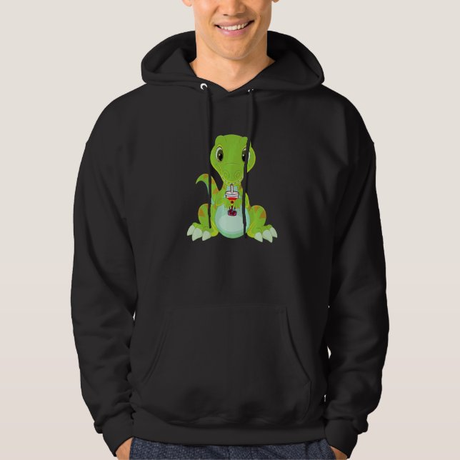 Dino Bubble Tea Lgbt Gay Pride Lgbt Flag   Hoodie (Front)