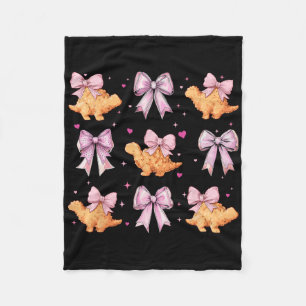 Dino Chicken Nugget Dinosaur Nug Girl Pink Coquett Fleece Blanket