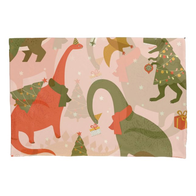 Dino Christmas Party: Tree Rex Pillowcase (Front)