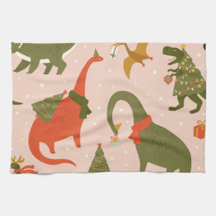 Dino Christmas Party: Tree Rex Tea Towel