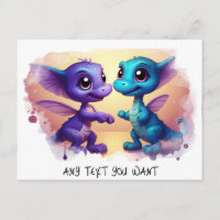 *~* Dino Dance AP48 PHOTO Invite Dragon Postcard