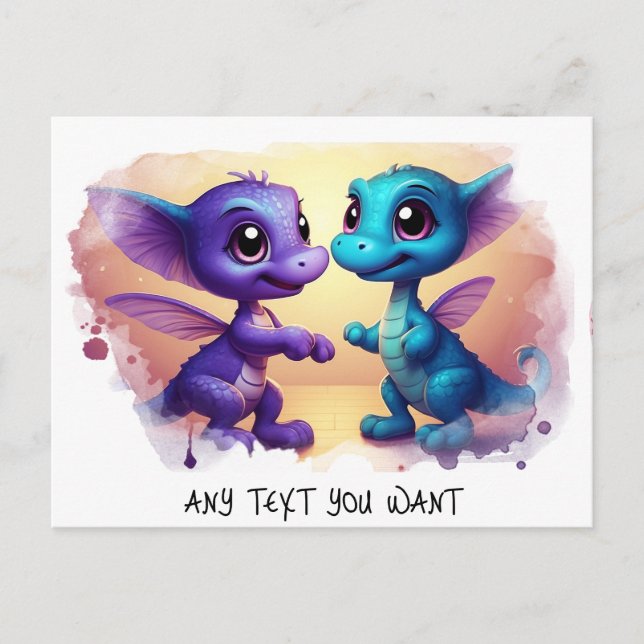 *~* Dino Dance AP48 PHOTO Invite Dragon Postcard (Front)