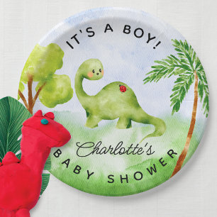 Dino Delight Baby Shower Paper Plates