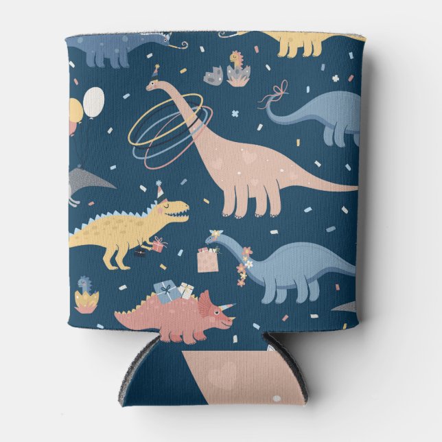 Dino Delight: Birthday Party Fun Can Cooler (Front)