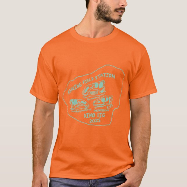 Dino Dig 2025 Neon Green Print T-Shirt (Front)