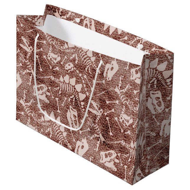 Dino Dig brown  Large Gift Bag (Front Angled)