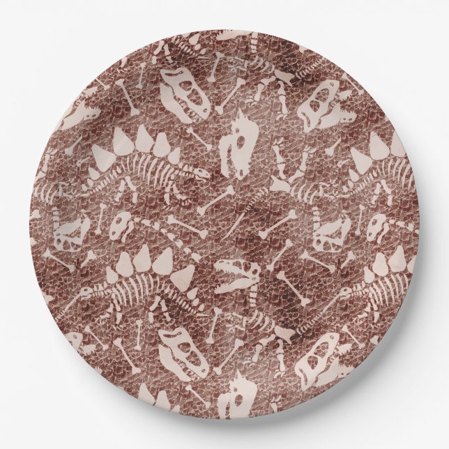 Dino Dig brown   Paper Plate (Front)