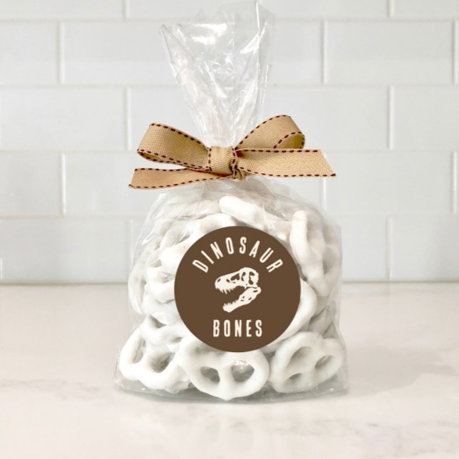 Dino Dig Dinosaur Bones Excavation Birthday Treat Classic Round Sticker (Creator Uploaded)