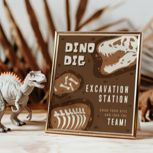Dino Dig Dinosaur Excavation Station Party Poster