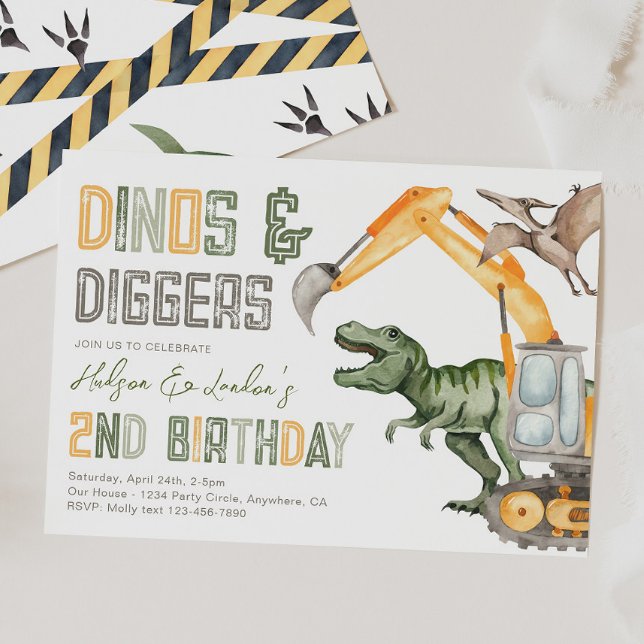Dino Diggers 2nd Birthday Invitation (Creator Uploaded)