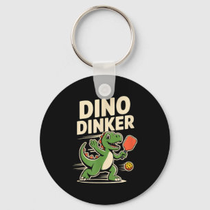 Dino dinker pickleball cartoon key ring