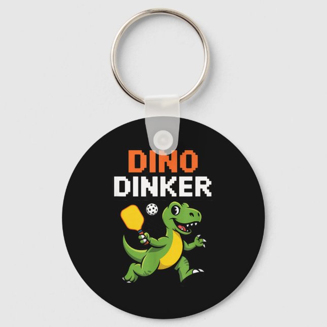 Dino dinker pickleball fun for players  key ring (Front)