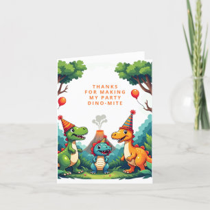Dino Dinosaur Birthday Party Folded Thank You Card