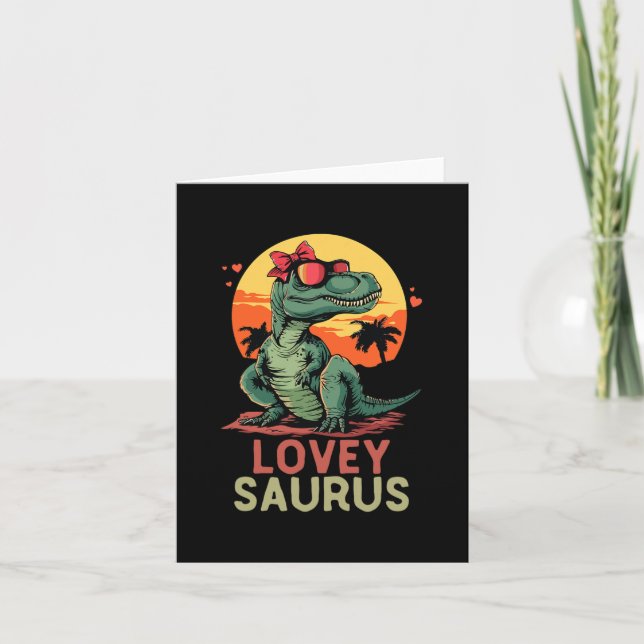 Dino Dinosaur Lovey-saurus T-rex Funny Trex  Card (Front)