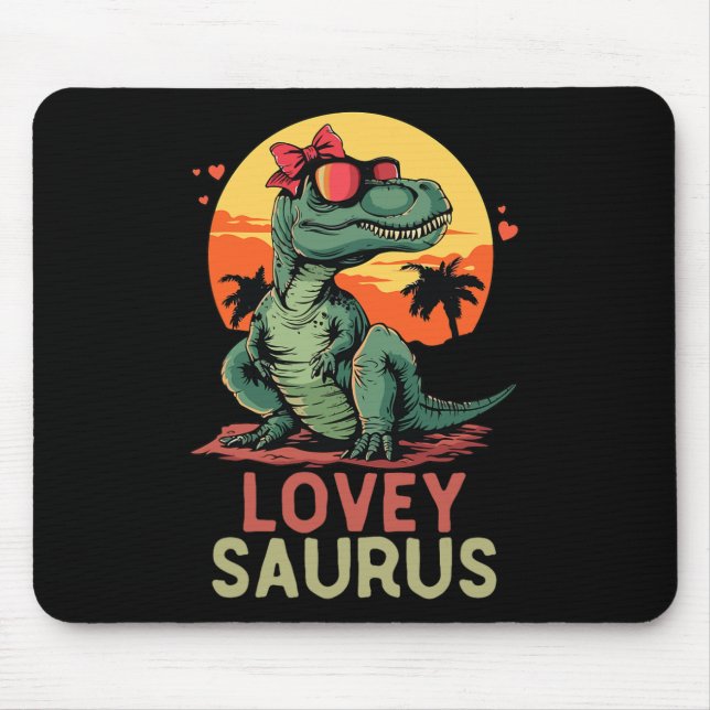 Dino Dinosaur Lovey-saurus T-rex Funny Trex  Mouse Pad (Front)