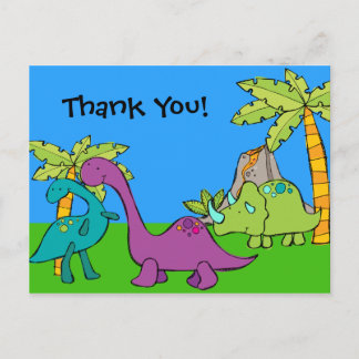 Dino Dinosaur Prehistoric Birthday Thank You Postcard
