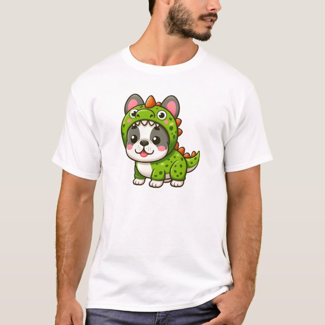 Dino-Doggo – French Bulldog in Costume T-Shirt (Front)