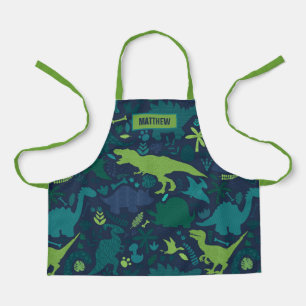 Dino Doodle Silhouettes Kids Dinosaur Apron