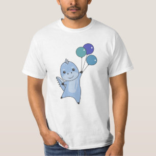 Dino Flies With Balloons Cute Animals Dinosaurs T-Shirt