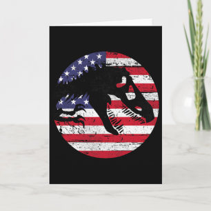 Dino Fossi Usa Flag Patriotic Dinosaur T-rex 4th O Card