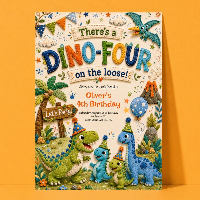 Dino-Four 4th Birthday Invitation (Creator Uploaded)
