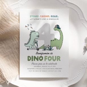 Dino-Four Birthday Party Invitation