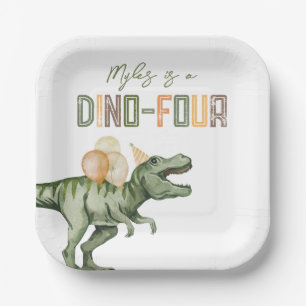 Dino Four Birthday Party Plates