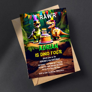 Dino four colourful dinosaur birthday template